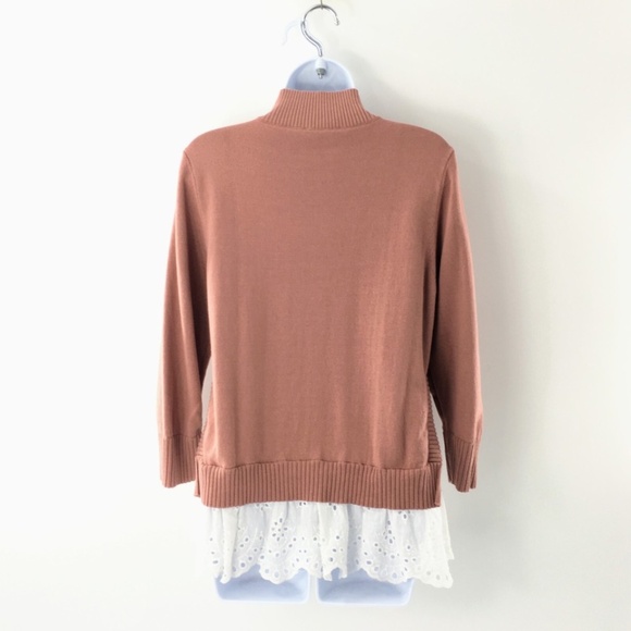 Roller Rabbit Womens Sweater Cashmere Blend 2fer Mock Neck 3/4 Sleeve Sz M - Picture 6 of 11